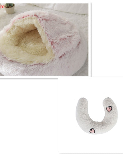 2 In 1 Dog And Cat Bed Pet Winter Bed Round Plush Warm Bed House Soft Long Plush Pets Bed Pet Products