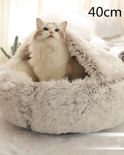 2 In 1 Dog And Cat Bed Pet Winter Bed Round Plush Warm Bed House Soft Long Plush Pets Bed Pet Products