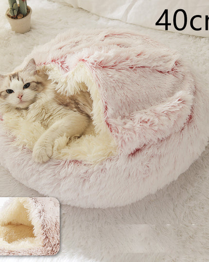 2 In 1 Dog And Cat Bed Pet Winter Bed Round Plush Warm Bed House Soft Long Plush Pets Bed Pet Products