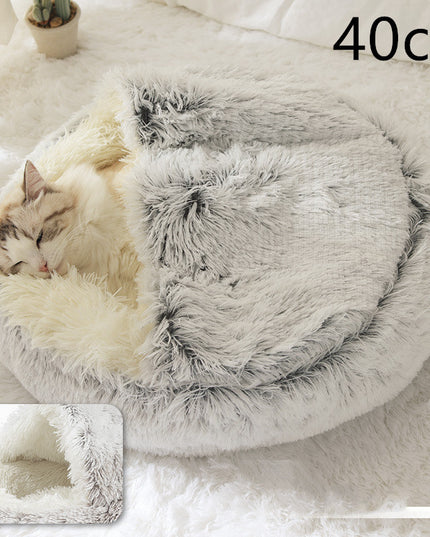 2 In 1 Dog And Cat Bed Pet Winter Bed Round Plush Warm Bed House Soft Long Plush Pets Bed Pet Products