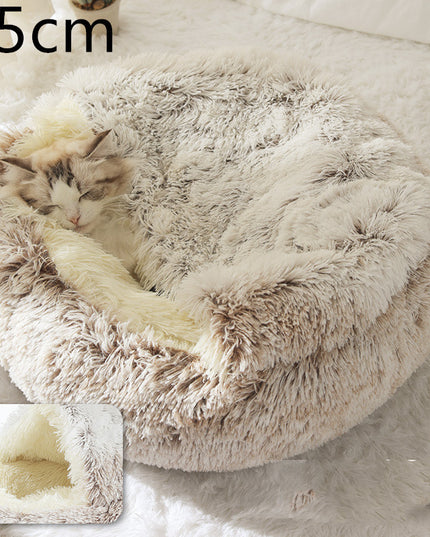 2 In 1 Dog And Cat Bed Pet Winter Bed Round Plush Warm Bed House Soft Long Plush Pets Bed Pet Products