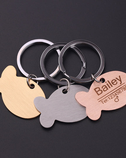 Personalized Cat Dog Pet ID Tag Keychain Engraved Pet ID Name for Cat Puppy Dog Collar Tag Pendant Keyring Bone Pet Accessories