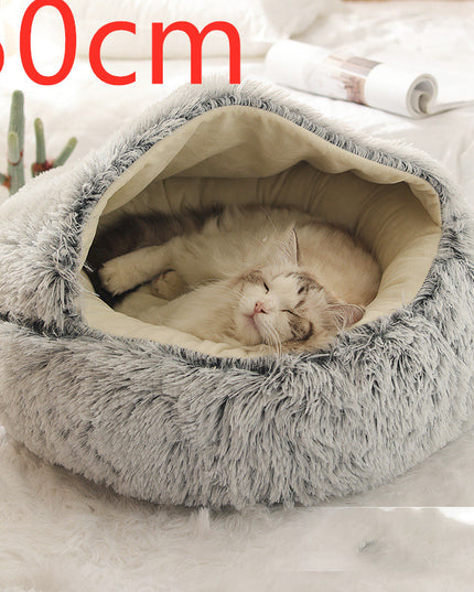 2 In 1 Dog And Cat Bed Pet Winter Bed Round Plush Warm Bed House Soft Long Plush Pets Bed Pet Products