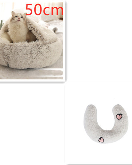 2 In 1 Dog And Cat Bed Pet Winter Bed Round Plush Warm Bed House Soft Long Plush Pets Bed Pet Products