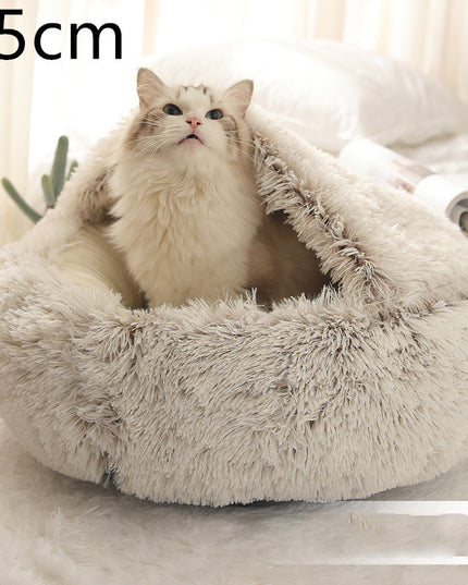 2 In 1 Dog And Cat Bed Pet Winter Bed Round Plush Warm Bed House Soft Long Plush Pets Bed Pet Products