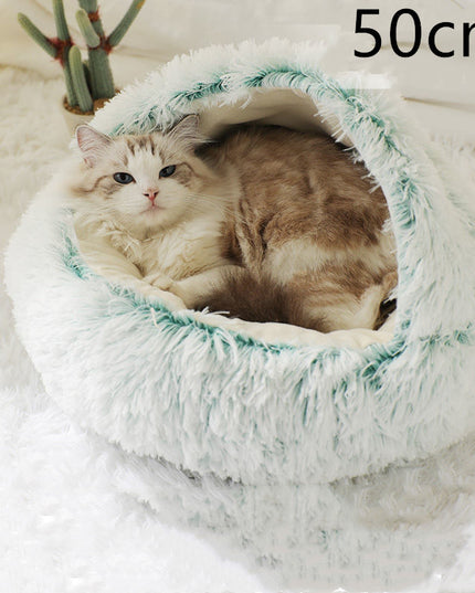 2 In 1 Dog And Cat Bed Pet Winter Bed Round Plush Warm Bed House Soft Long Plush Pets Bed Pet Products