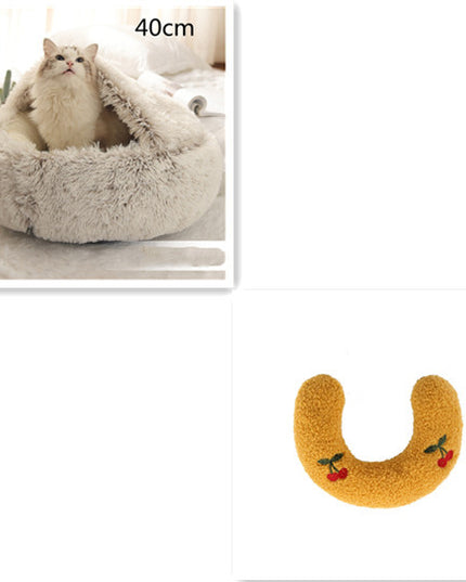 2 In 1 Dog And Cat Bed Pet Winter Bed Round Plush Warm Bed House Soft Long Plush Pets Bed Pet Products