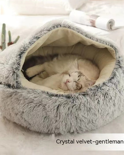 2 In 1 Dog And Cat Bed Pet Winter Bed Round Plush Warm Bed House Soft Long Plush Pets Bed Pet Products