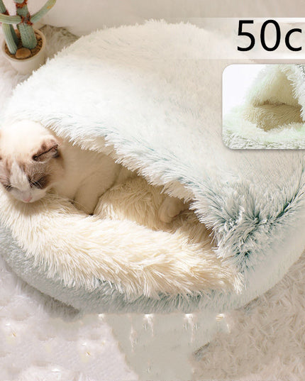 2 In 1 Dog And Cat Bed Pet Winter Bed Round Plush Warm Bed House Soft Long Plush Pets Bed Pet Products