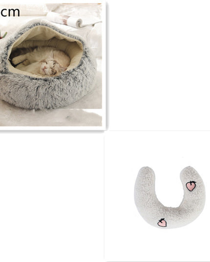 2 In 1 Dog And Cat Bed Pet Winter Bed Round Plush Warm Bed House Soft Long Plush Pets Bed Pet Products