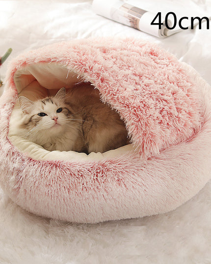 2 In 1 Dog And Cat Bed Pet Winter Bed Round Plush Warm Bed House Soft Long Plush Pets Bed Pet Products