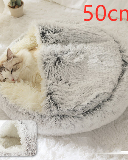 2 In 1 Dog And Cat Bed Pet Winter Bed Round Plush Warm Bed House Soft Long Plush Pets Bed Pet Products