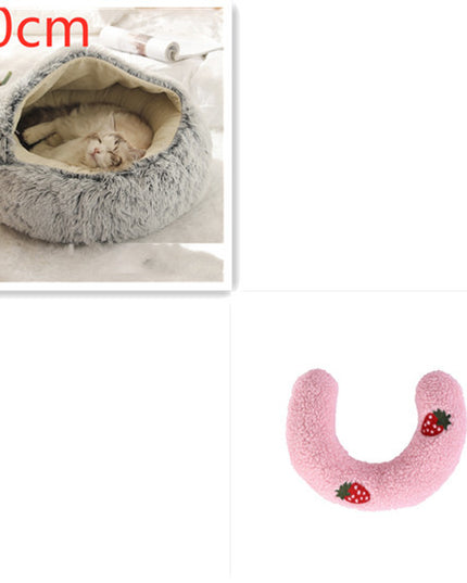 2 In 1 Dog And Cat Bed Pet Winter Bed Round Plush Warm Bed House Soft Long Plush Pets Bed Pet Products