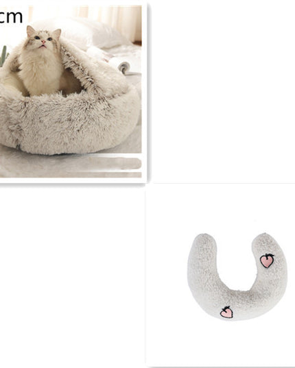 2 In 1 Dog And Cat Bed Pet Winter Bed Round Plush Warm Bed House Soft Long Plush Pets Bed Pet Products