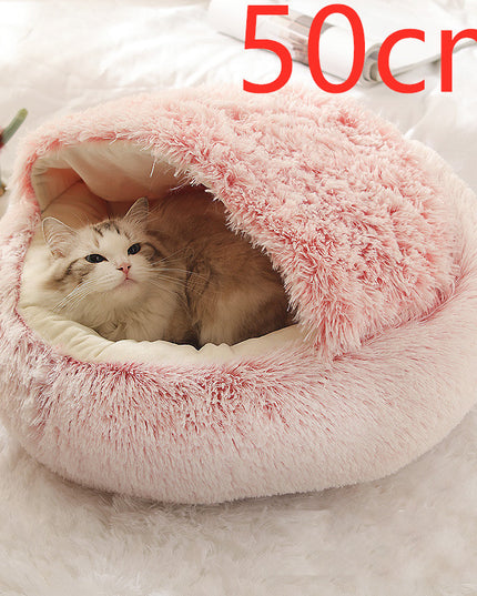 2 In 1 Dog And Cat Bed Pet Winter Bed Round Plush Warm Bed House Soft Long Plush Pets Bed Pet Products