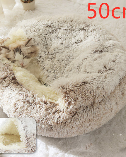 2 In 1 Dog And Cat Bed Pet Winter Bed Round Plush Warm Bed House Soft Long Plush Pets Bed Pet Products