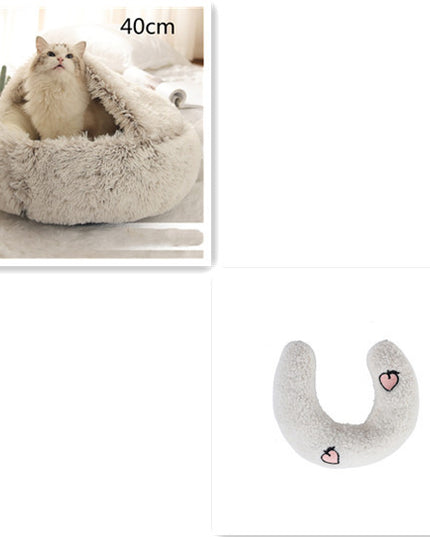 2 In 1 Dog And Cat Bed Pet Winter Bed Round Plush Warm Bed House Soft Long Plush Pets Bed Pet Products