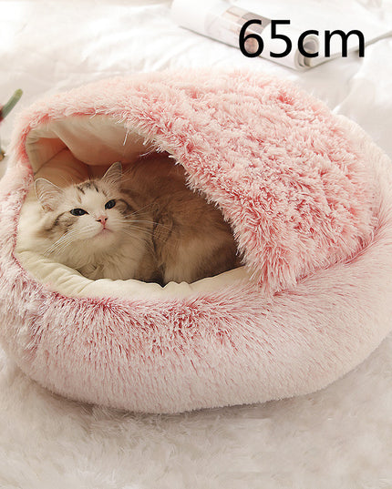 2 In 1 Dog And Cat Bed Pet Winter Bed Round Plush Warm Bed House Soft Long Plush Pets Bed Pet Products