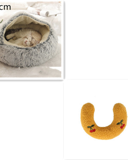 2 In 1 Dog And Cat Bed Pet Winter Bed Round Plush Warm Bed House Soft Long Plush Pets Bed Pet Products