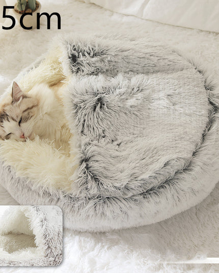 2 In 1 Dog And Cat Bed Pet Winter Bed Round Plush Warm Bed House Soft Long Plush Pets Bed Pet Products