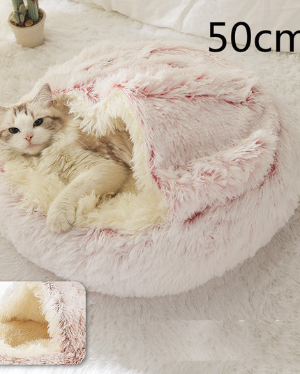 2 In 1 Dog And Cat Bed Pet Winter Bed Round Plush Warm Bed House Soft Long Plush Pets Bed Pet Products