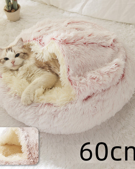 2 In 1 Dog And Cat Bed Pet Winter Bed Round Plush Warm Bed House Soft Long Plush Pets Bed Pet Products