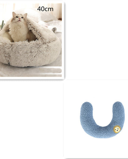 2 In 1 Dog And Cat Bed Pet Winter Bed Round Plush Warm Bed House Soft Long Plush Pets Bed Pet Products