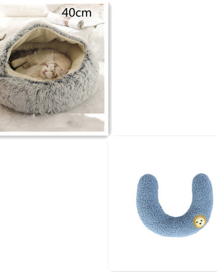 2 In 1 Dog And Cat Bed Pet Winter Bed Round Plush Warm Bed House Soft Long Plush Pets Bed Pet Products