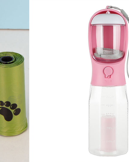 Portable Cat Dog Water Bottle Food Feeder Drinker Poop Dispenser 3 In 1 Leak-proof Multifunctional Dog Water Bottle Pet Products