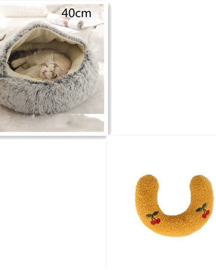 2 In 1 Dog And Cat Bed Pet Winter Bed Round Plush Warm Bed House Soft Long Plush Pets Bed Pet Products