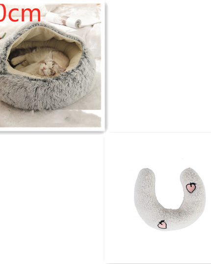 2 In 1 Dog And Cat Bed Pet Winter Bed Round Plush Warm Bed House Soft Long Plush Pets Bed Pet Products