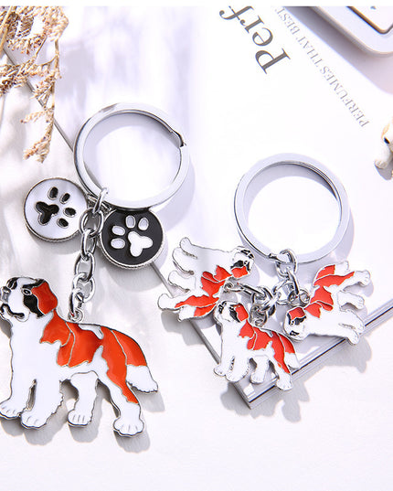 New Personalized Pet Keychain Cartoon StBernardus Exquisite Accessories Satchel Gift Waist Hanging Key Ring Pendant