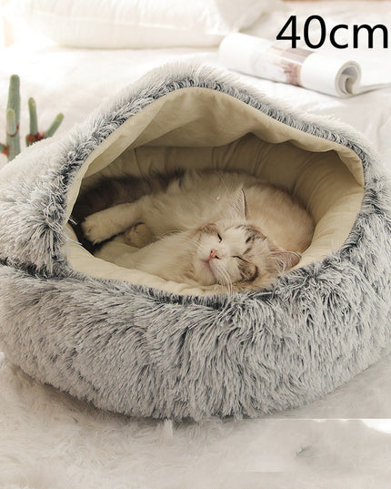 2 In 1 Dog And Cat Bed Pet Winter Bed Round Plush Warm Bed House Soft Long Plush Pets Bed Pet Products