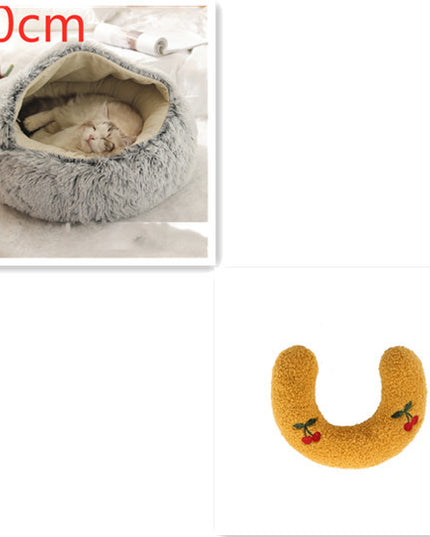 2 In 1 Dog And Cat Bed Pet Winter Bed Round Plush Warm Bed House Soft Long Plush Pets Bed Pet Products