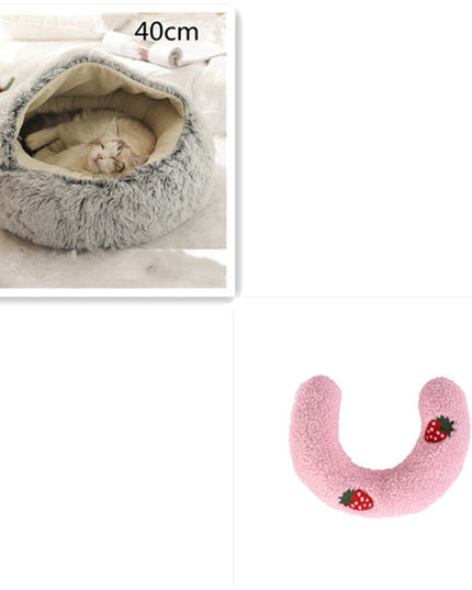 2 In 1 Dog And Cat Bed Pet Winter Bed Round Plush Warm Bed House Soft Long Plush Pets Bed Pet Products