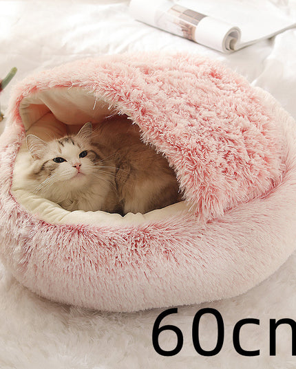 2 In 1 Dog And Cat Bed Pet Winter Bed Round Plush Warm Bed House Soft Long Plush Pets Bed Pet Products