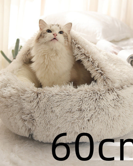 2 In 1 Dog And Cat Bed Pet Winter Bed Round Plush Warm Bed House Soft Long Plush Pets Bed Pet Products