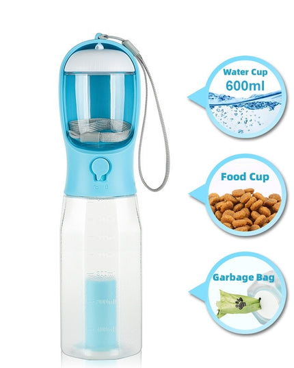 Portable Cat Dog Water Bottle Food Feeder Drinker Poop Dispenser 3 In 1 Leak-proof Multifunctional Dog Water Bottle Pet Products