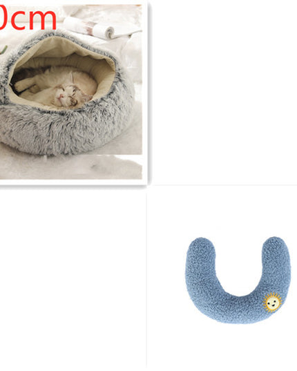 2 In 1 Dog And Cat Bed Pet Winter Bed Round Plush Warm Bed House Soft Long Plush Pets Bed Pet Products